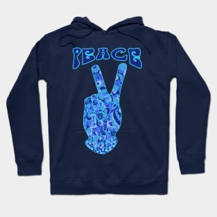 Peace Sign in Cool Blues Hoodie